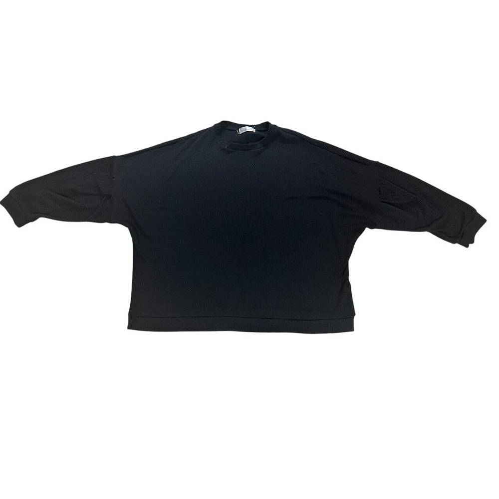 Phierce Fashions Black Waffle Knit Dolman Sleeve‎ Top 2X Slouchy Pullover